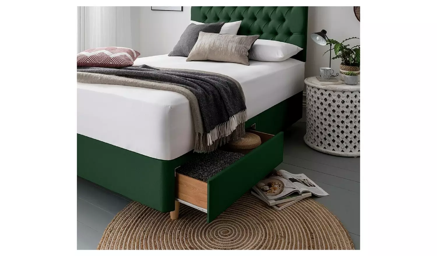 Silentnight Sassaria Superking 2 Drawer Divan Set - Green