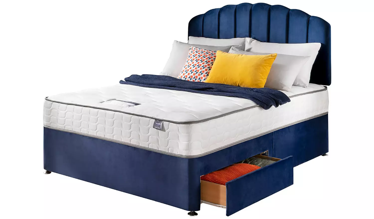Silentnight Middleton Double 2 Drawer Divan Bed - Blue