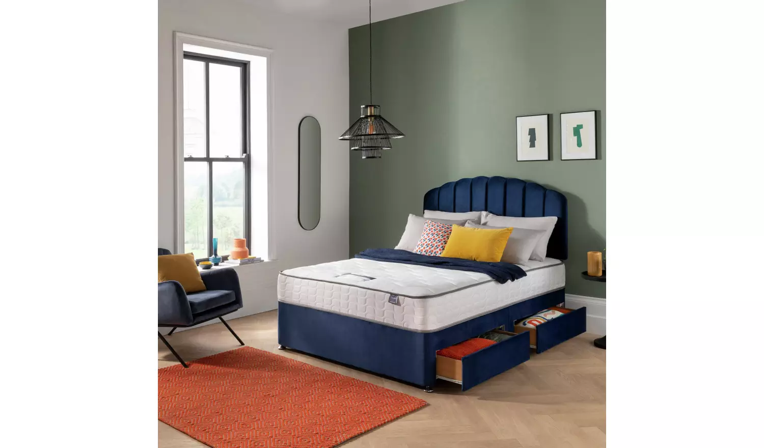 Silentnight Comfort Kingsize 4 Drawer Divan Bed - Blue