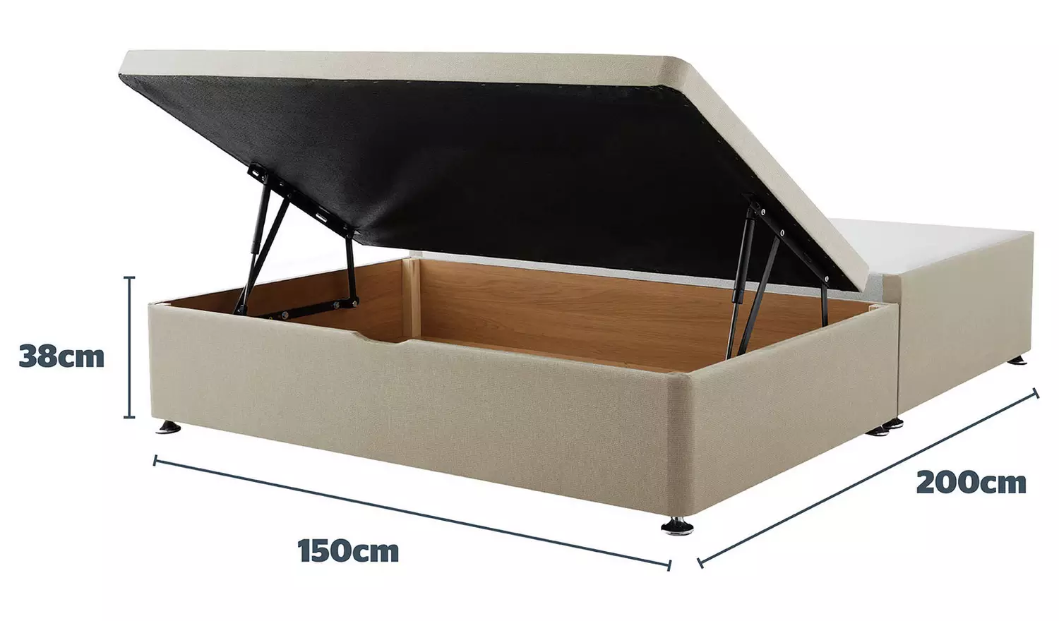 Silentnight Kingsize Half Ottoman Bed - Sandstone