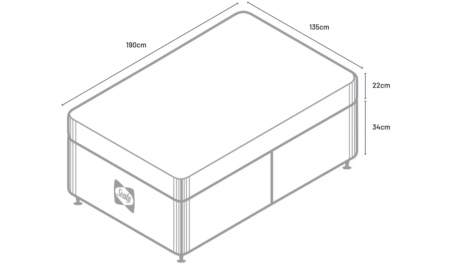 Sealy Eldon Comfort Double Divan Bed - Grey