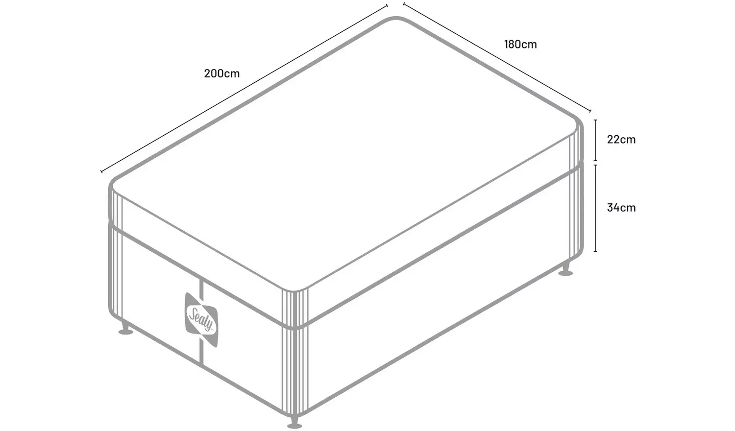 Sealy Eldon Comfort Superking Divan Bed - Grey
