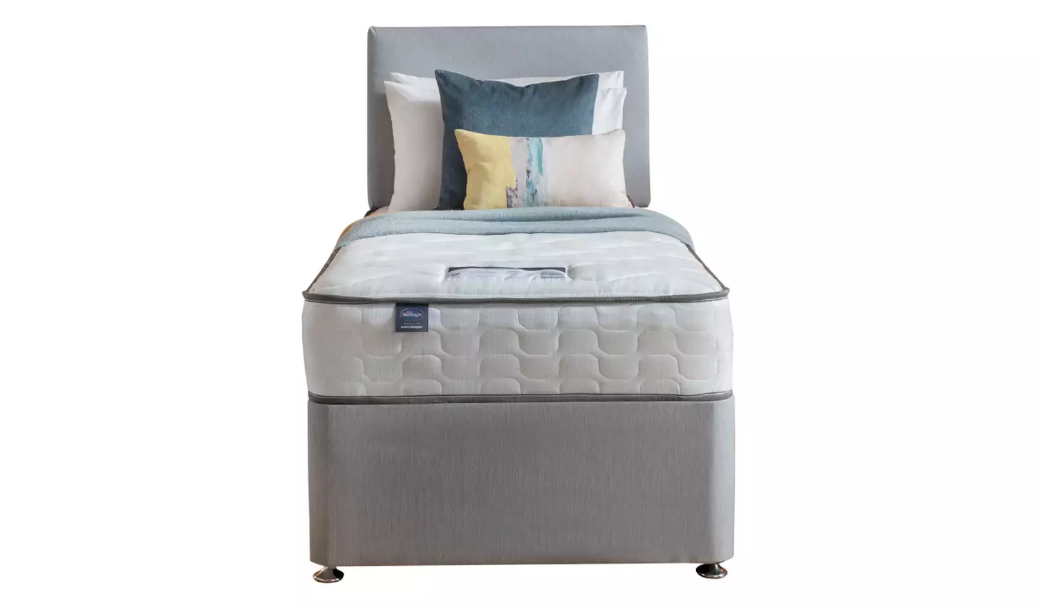 Silentnight Middleton Single Comfort Divan Bed - Grey