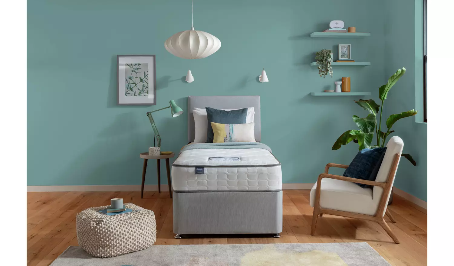 Silentnight Middleton Single Comfort Divan Bed - Grey