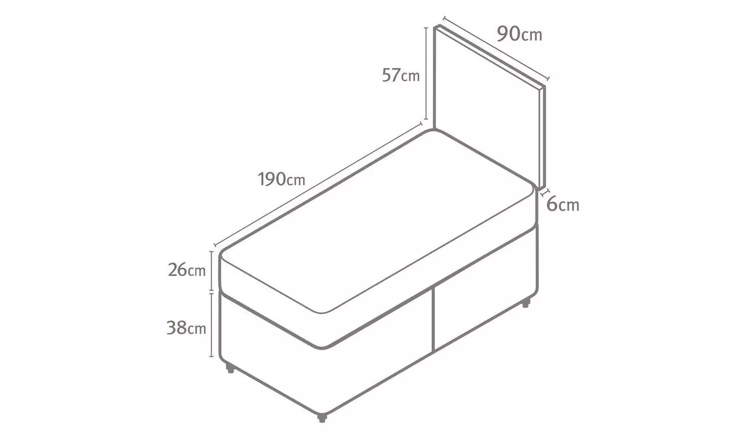 Silentnight Middleton Single Divan Bed - Grey