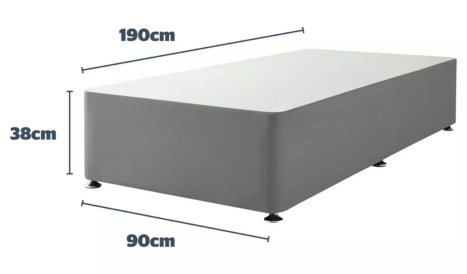 Silentnight Single Divan Bed Base - Grey