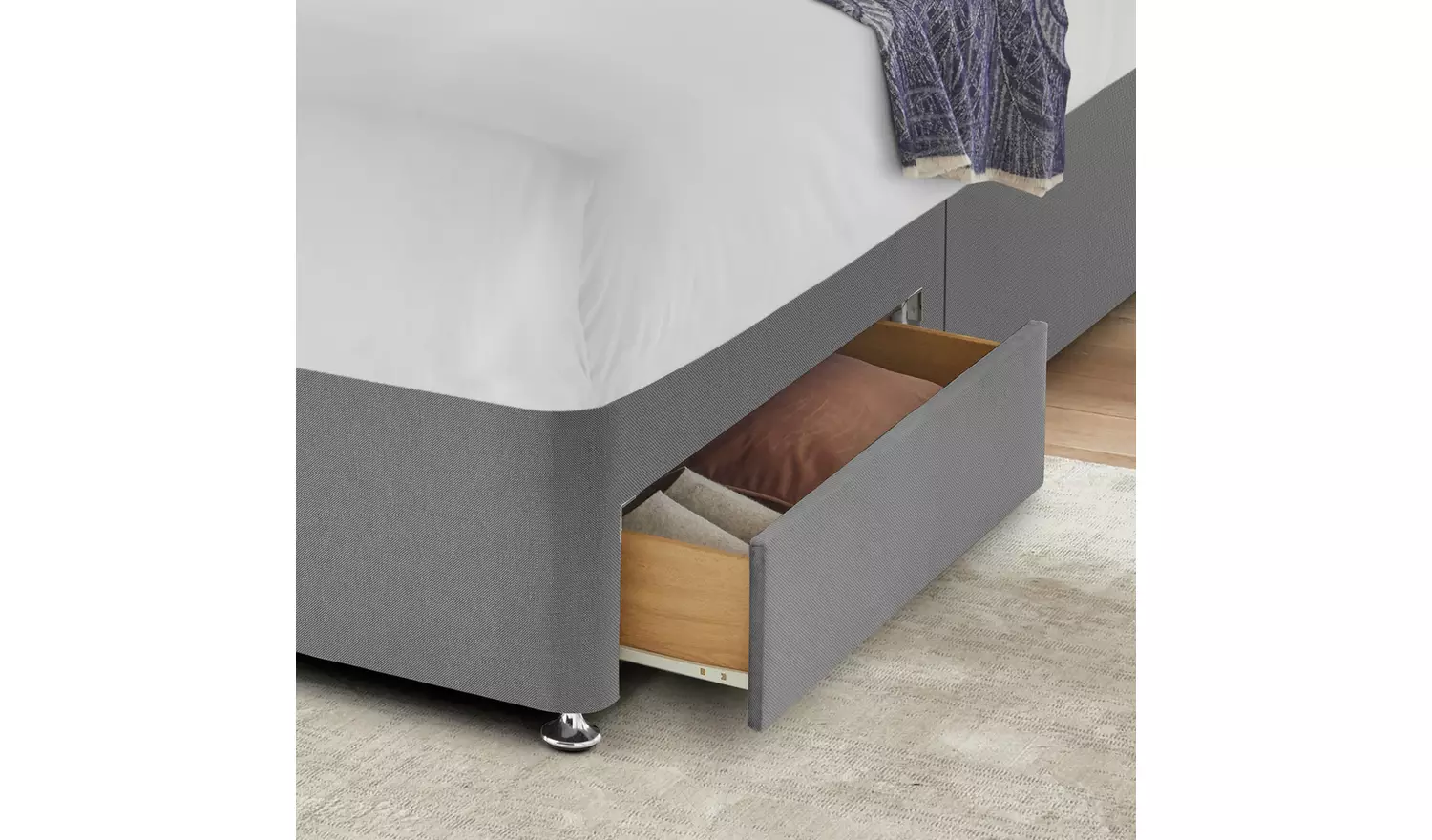 Silentnight Single 2 Drawer Divan Bed Base - Grey