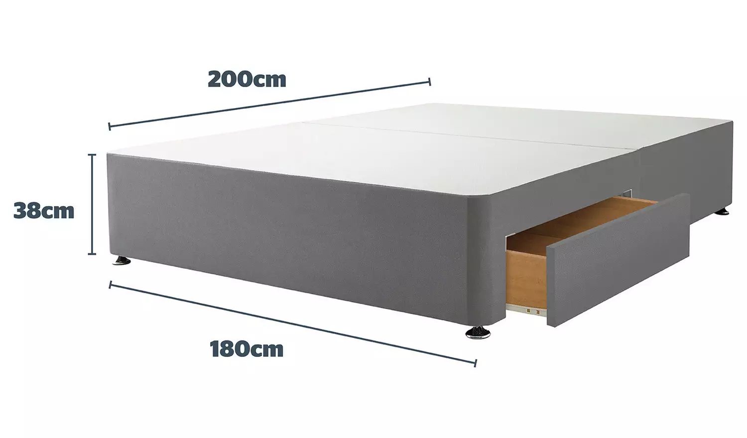 Silentnight Superking 2 Drawer Divan Bed Base - Grey