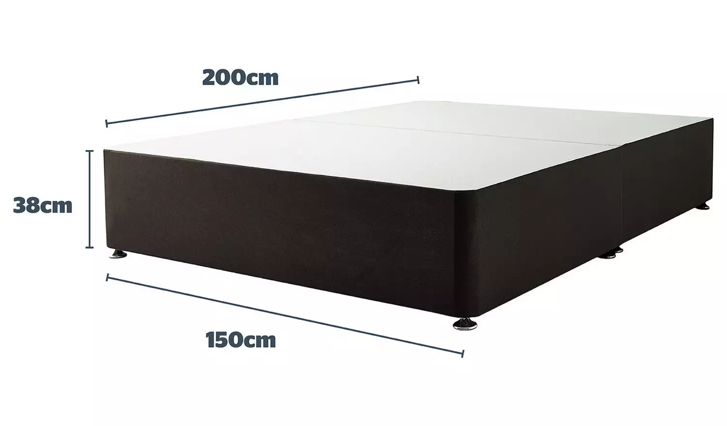 Silentnight Kingsize Divan Bed Base - Charcoal