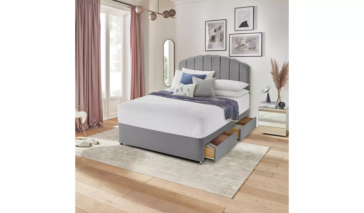 Silentnight Double 4 Drawer Divan Bed Base - Grey