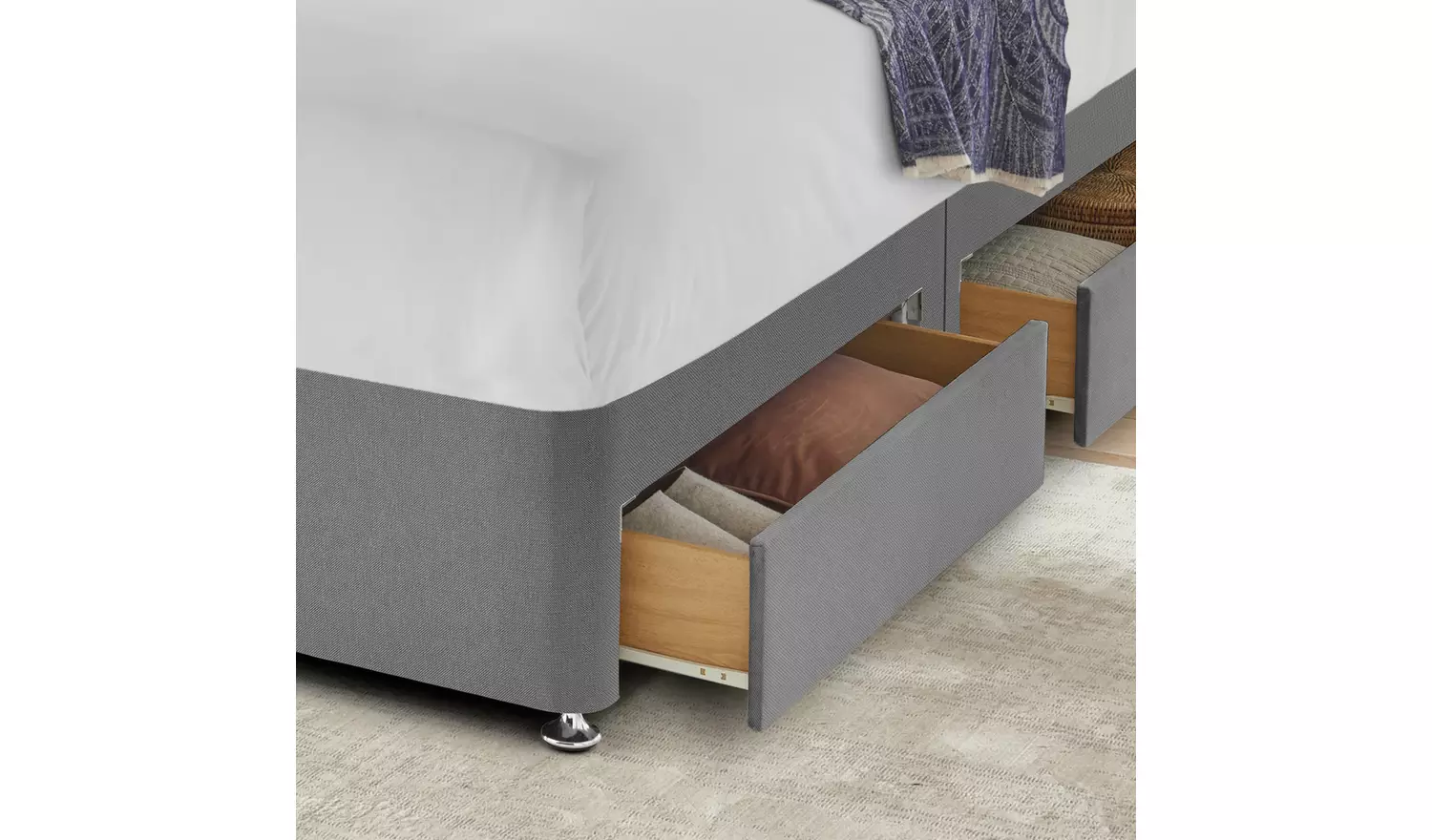 Silentnight Double 4 Drawer Divan Bed Base - Grey