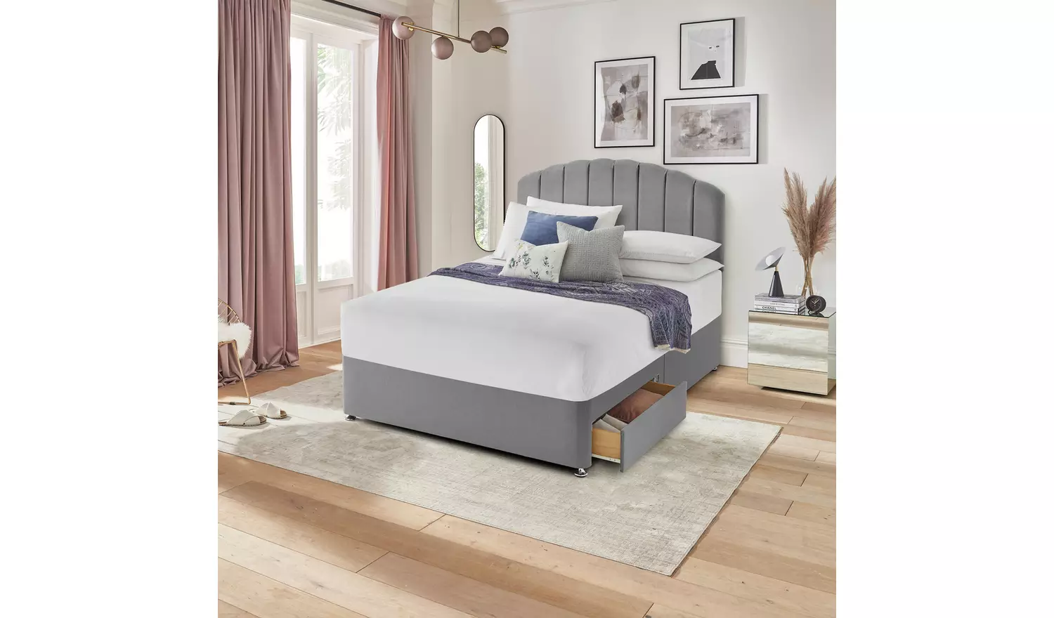 Silentnight Small Double 2 Drawer Divan Bed Base - Grey