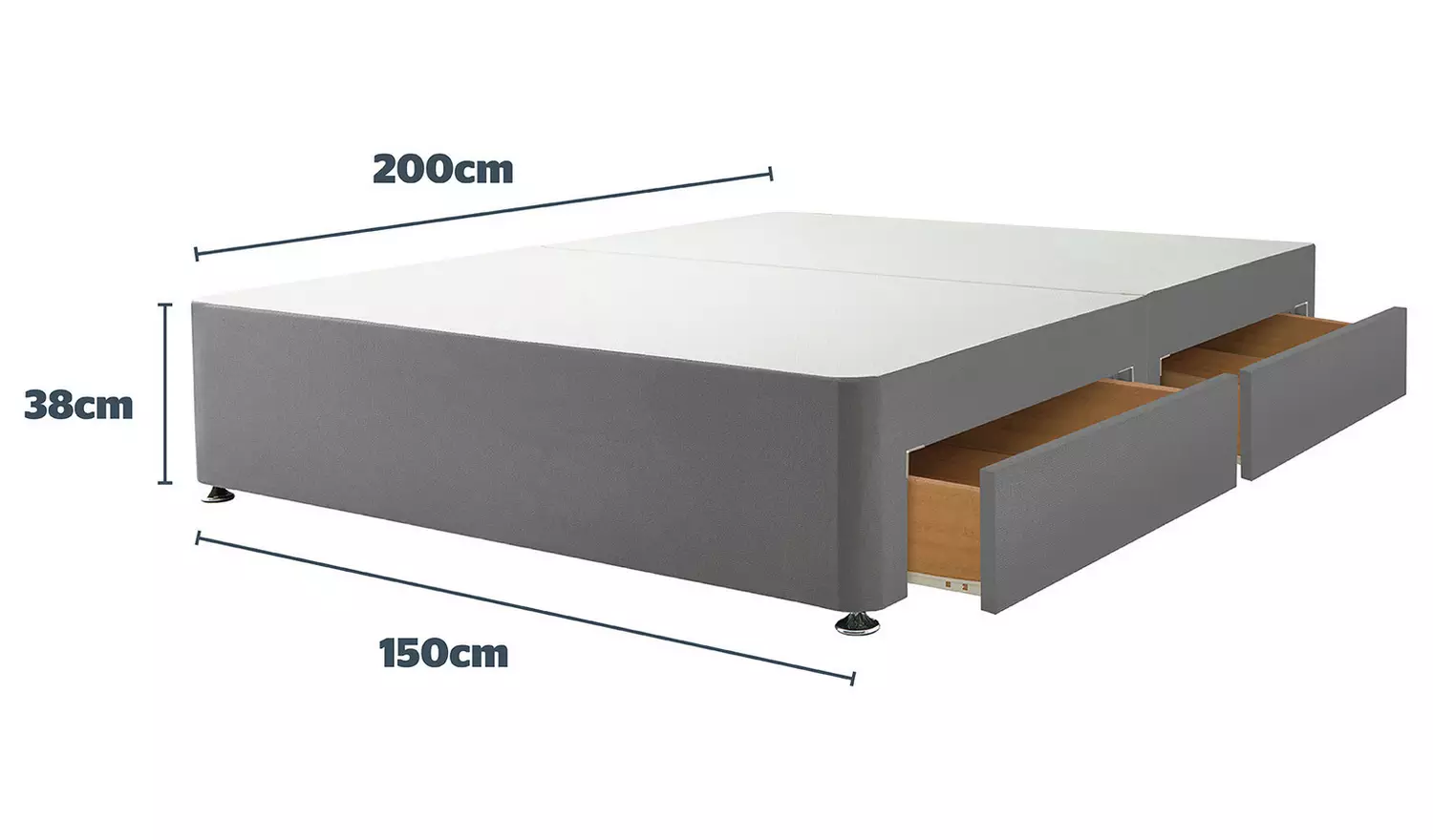 Silentnight Kingsize 4 Drawer Divan Bed Base - Grey