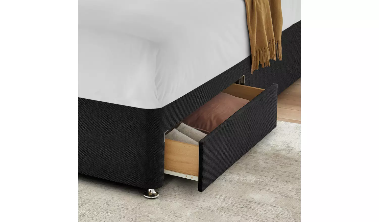 Silentnight Kingsize 2 Drawer Divan Bed Base - Charcoal