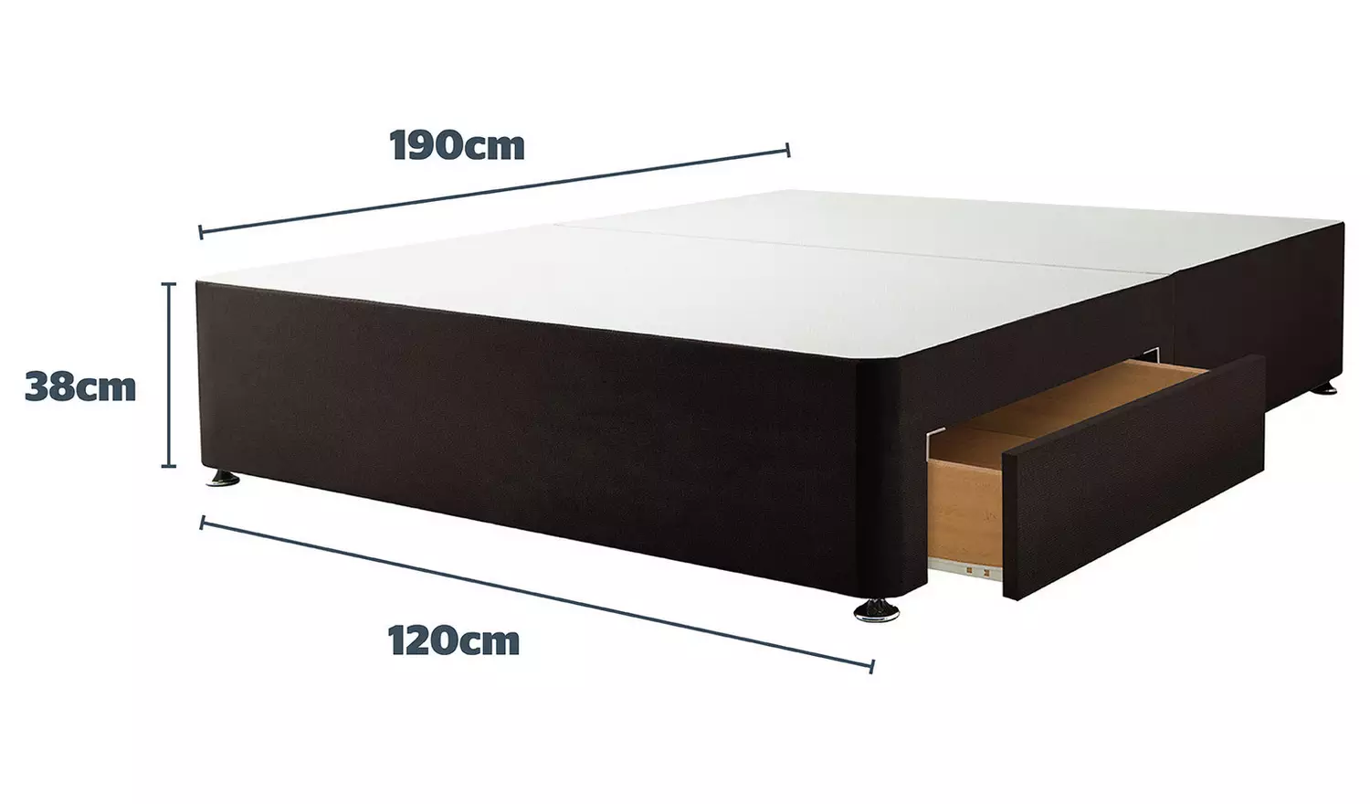 Silentnight Small Double 2 Drawer Divan Bed Base - Charcoal