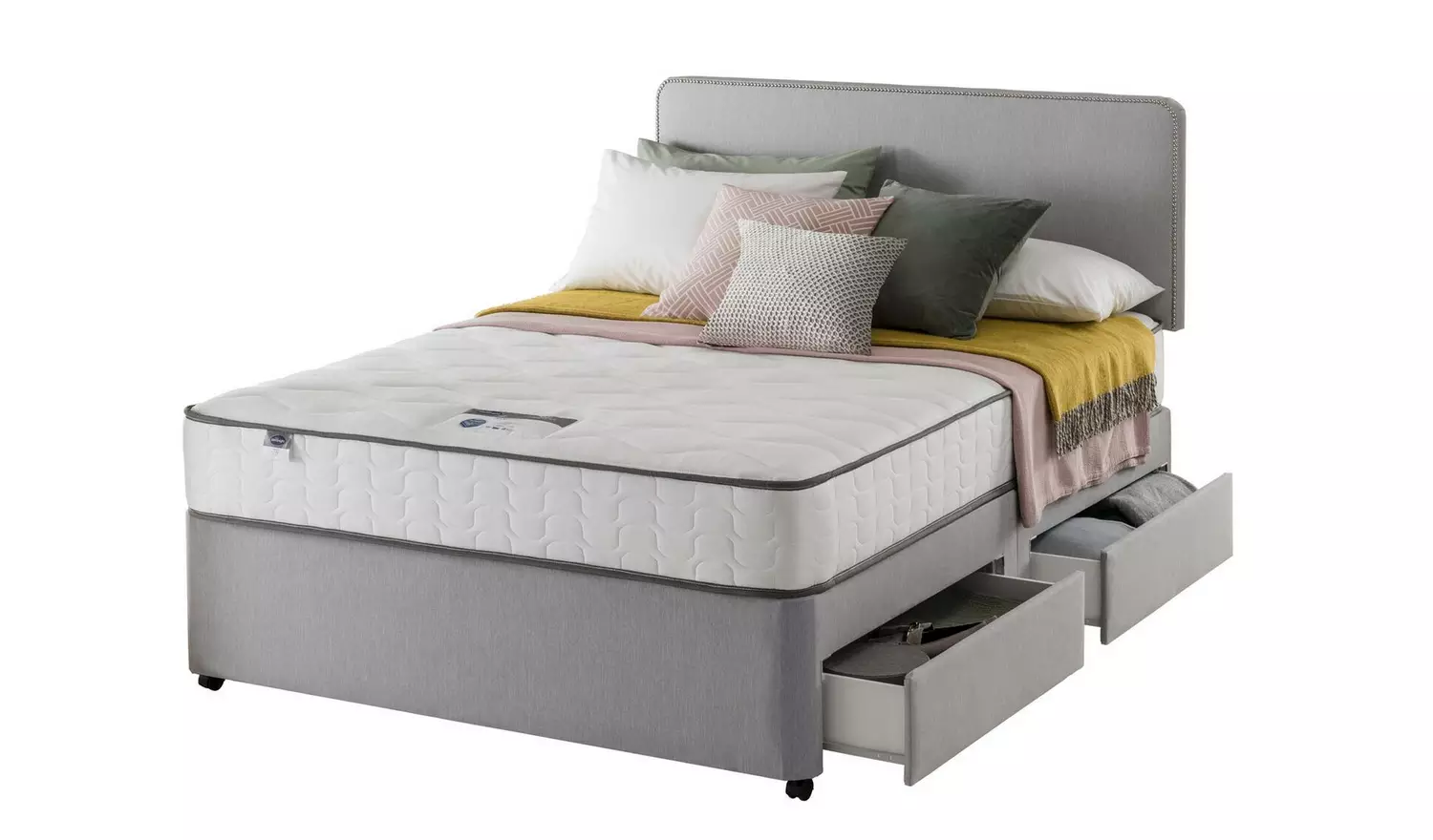 Silentnight Pavia Double Comfort 4 Drawer Divan Bed - Grey