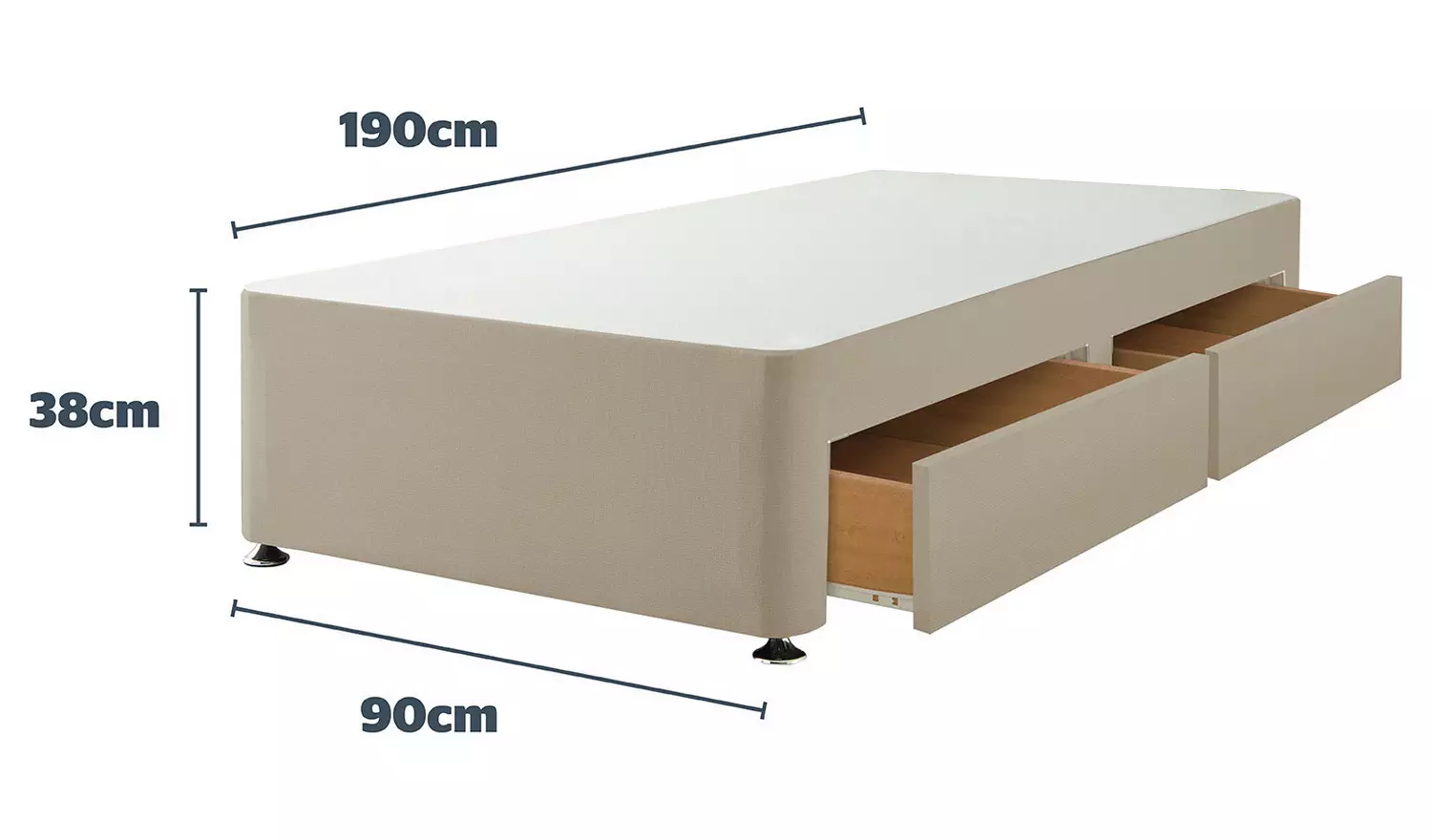 Silentnight Single 2 Drawer Divan Bed Base - Sandstone