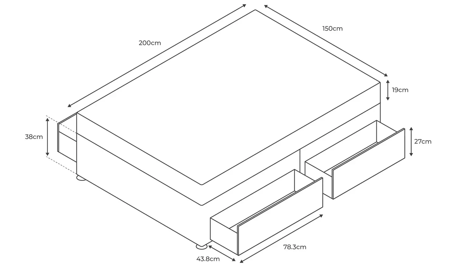 Argos Home Elmdon Memory Kingsize 4 Drawer Divan Bed - Grey