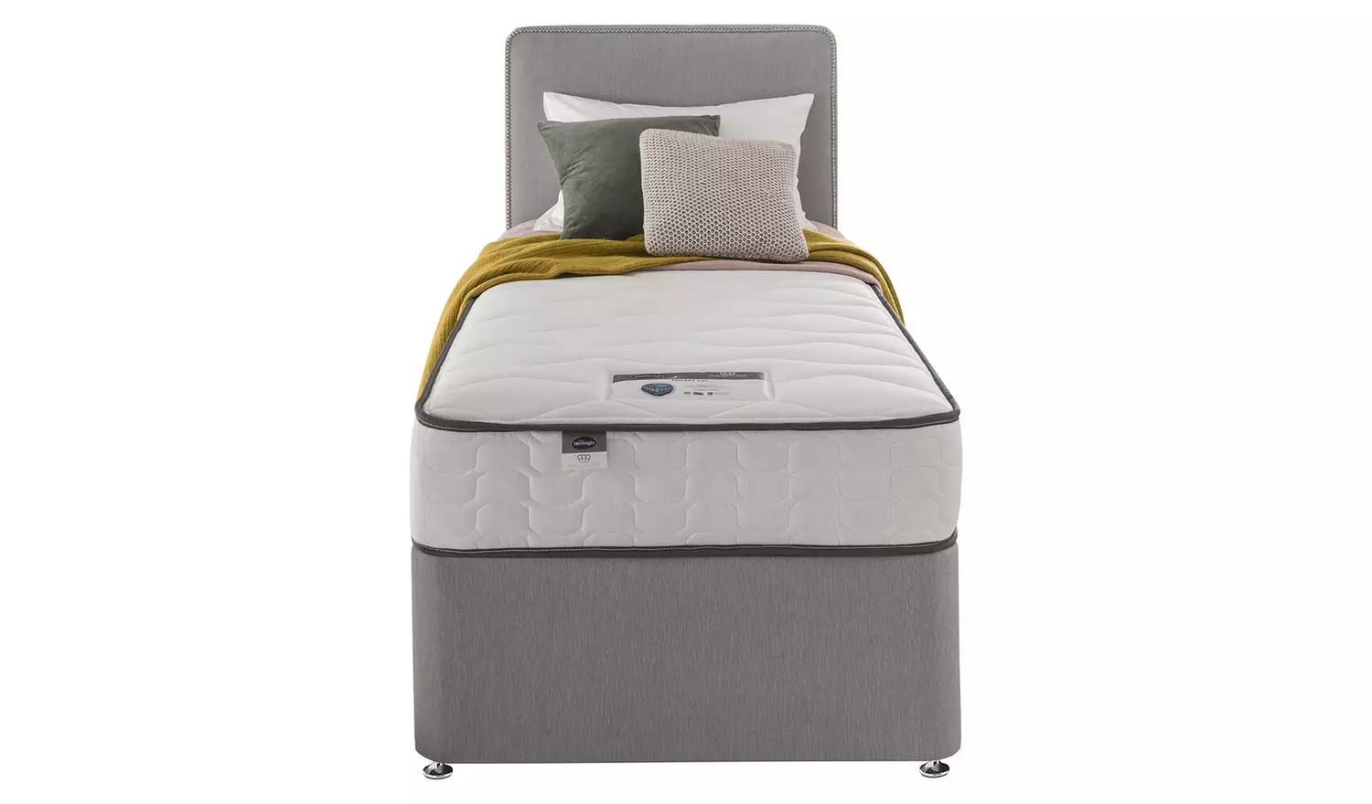 Silentnight Pavia Single Comfort 2 Drawer Divan Bed - Grey
