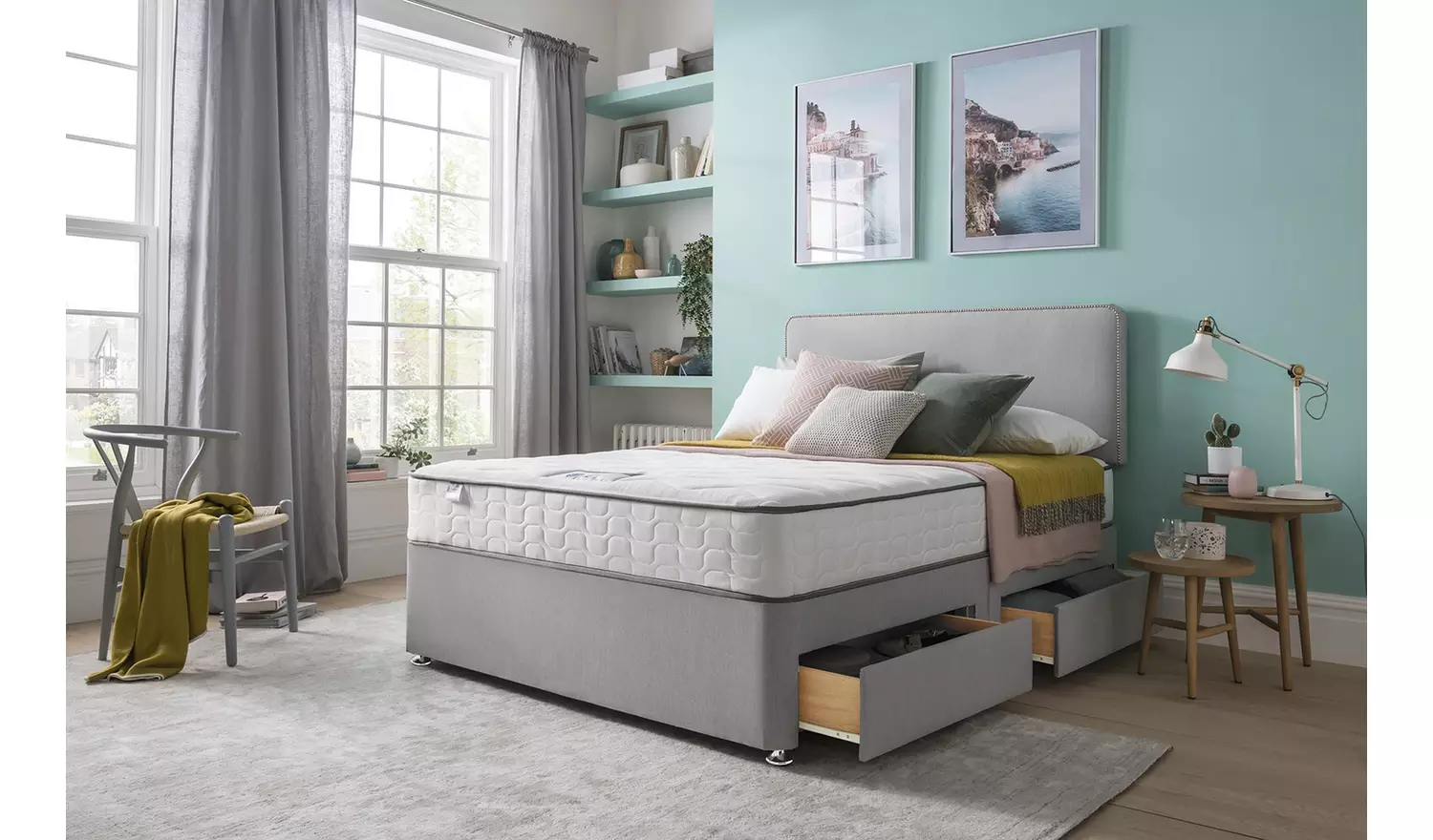 Silentnight Comfort Small Double 2 Drawer Divan Bed - Grey