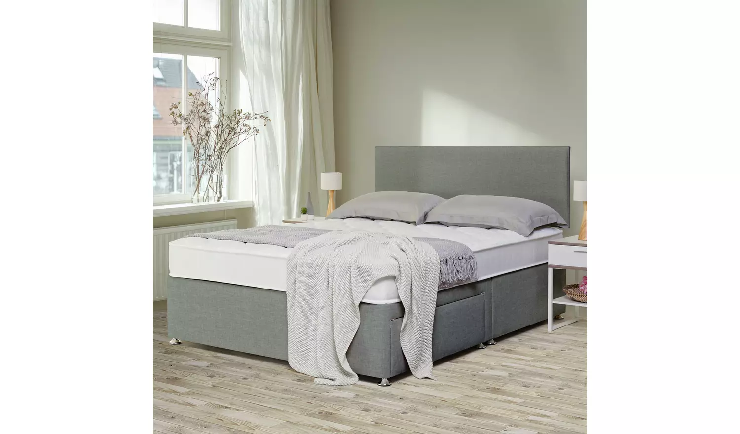 Argos Home Carlton Double 2 Drawer Divan Bed - Grey