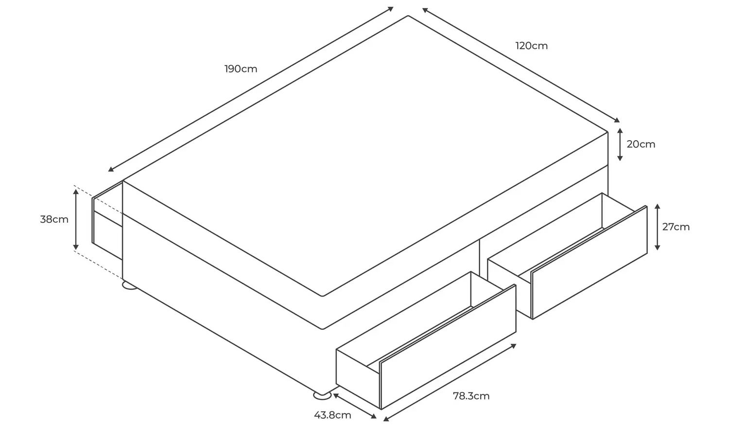 Argos Home Carlton Small Double 4 Drawer Divan Bed - Grey