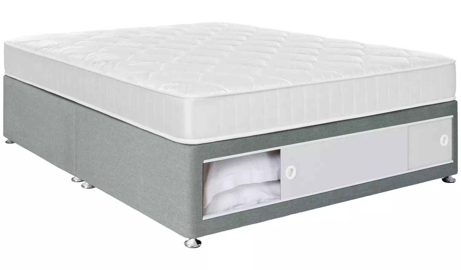 Argos Home Elmdon Comfort Double End Slide Divan Bed - Grey