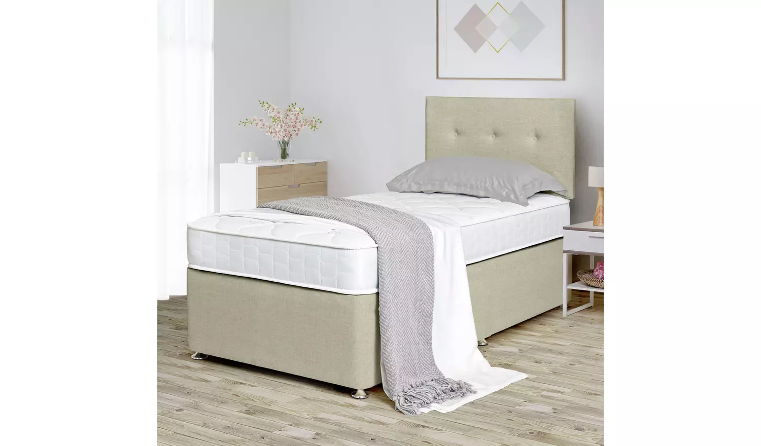 Argos Home Dalham Memory Single Divan Bed - Natural