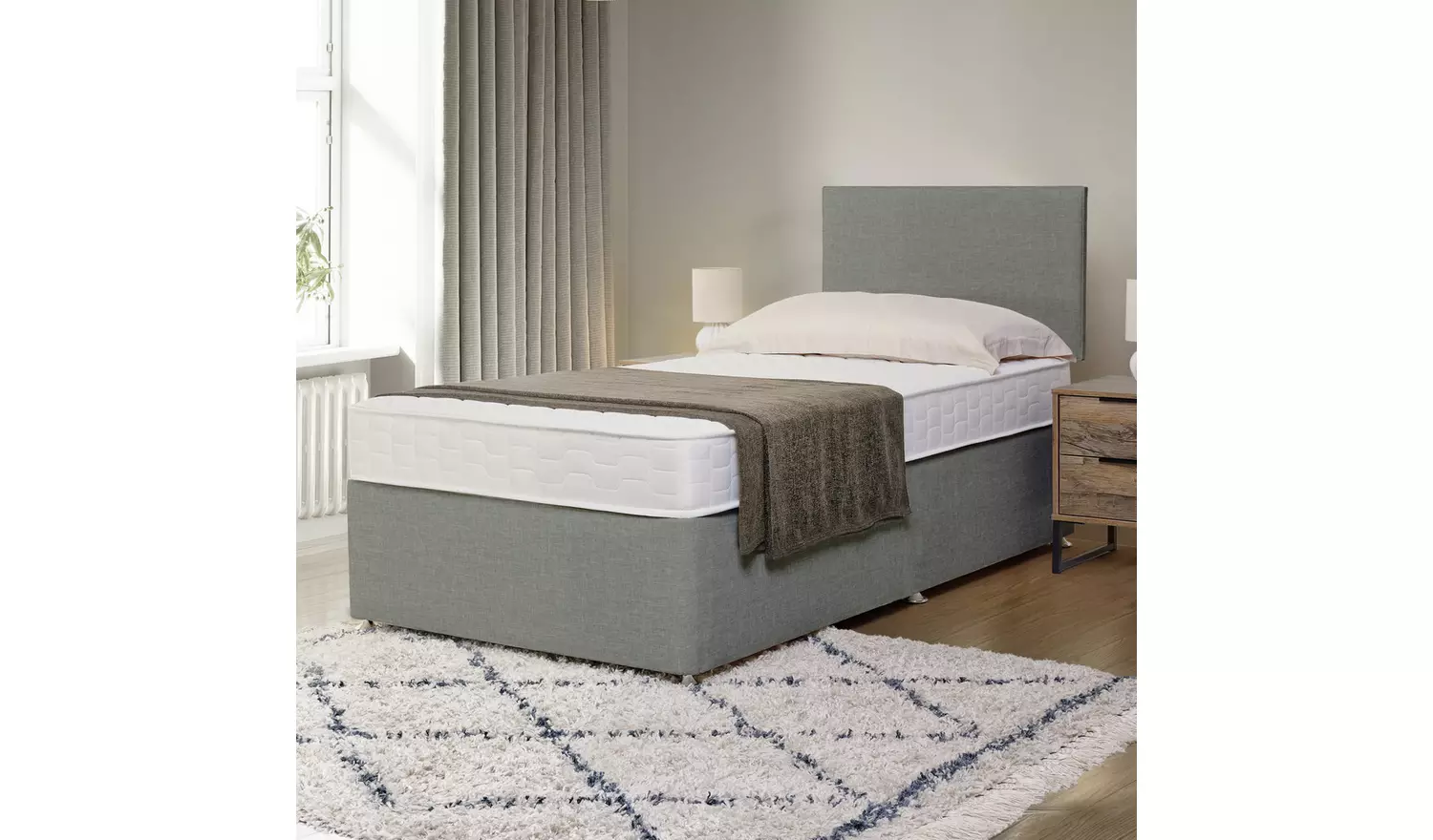 Argos Home Elmdon Memory Single Divan Bed - Grey