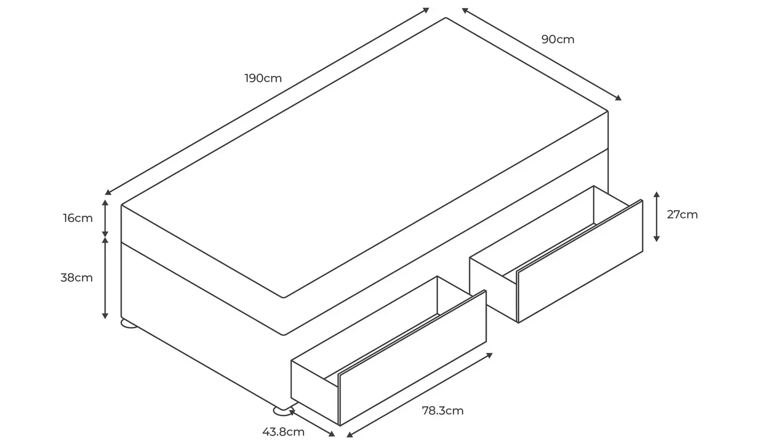 Argos Home Devon Single 2 Drawer Divan Bed - Natural