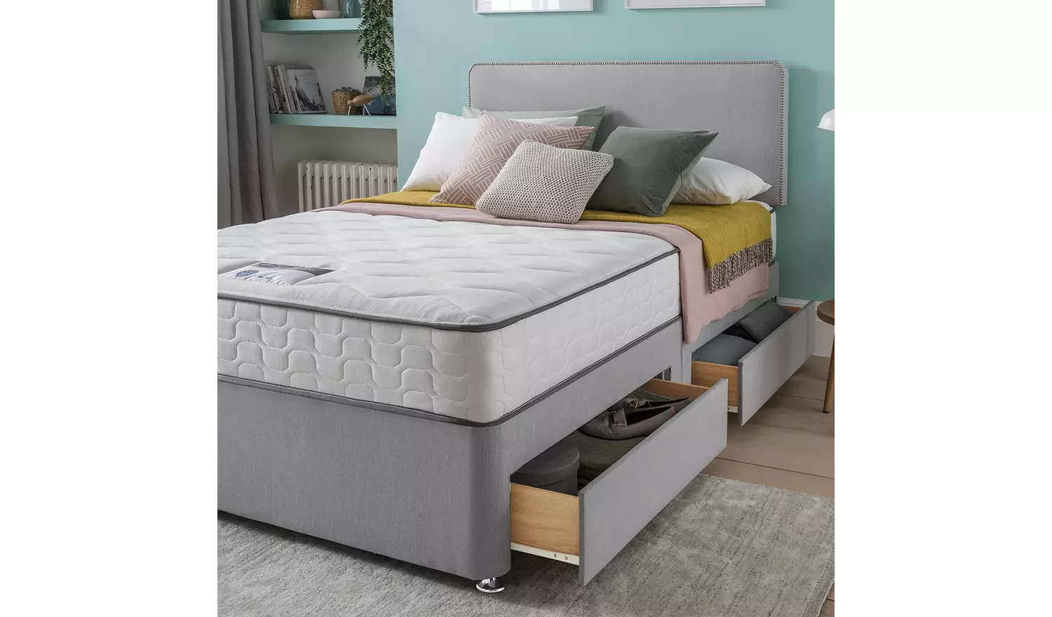 Silentnight Comfort Small Double 4 Drawer Divan Bed - Grey