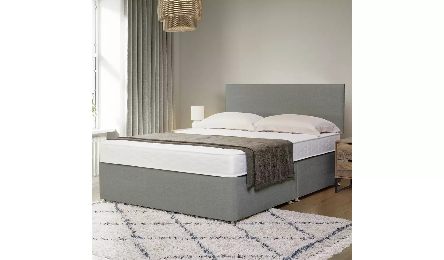 Argos Home Elmdon Memory Kingsize Divan Bed - Grey