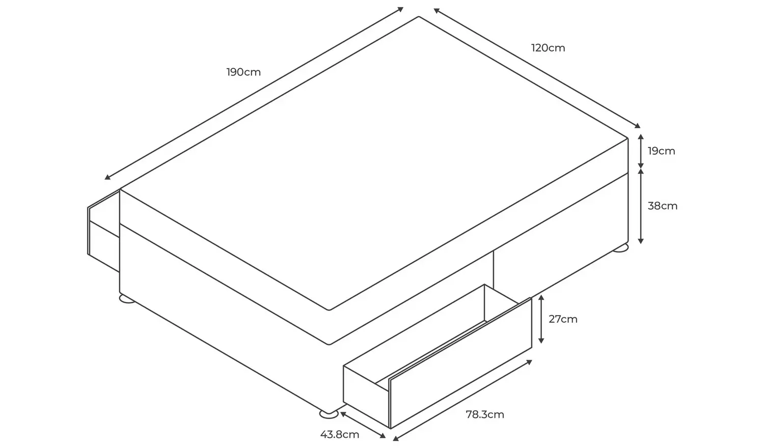 Argos Home Elmdon Small Double 2 Drawer Divan Bed - Grey