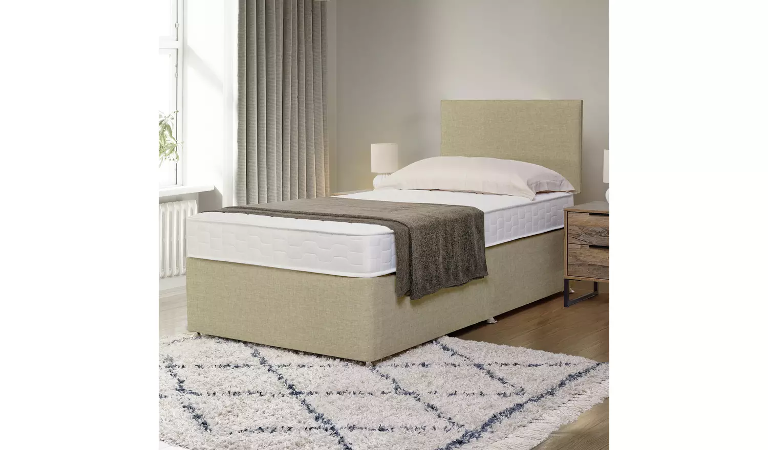 Argos Home Elmdon Memory Single Divan Bed - Natural