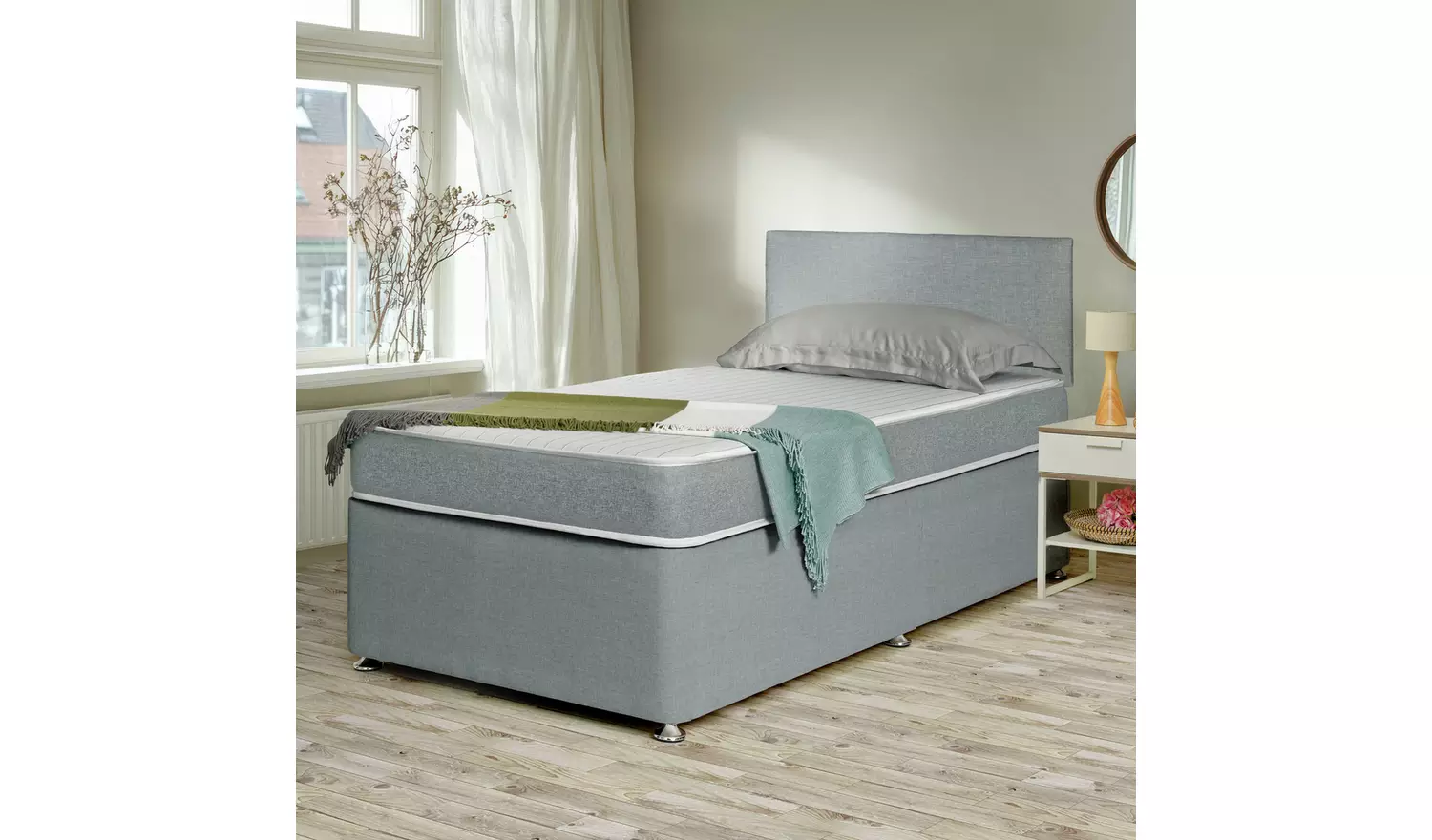 Argos Home Devon Single Side Slide Divan Bed - Grey