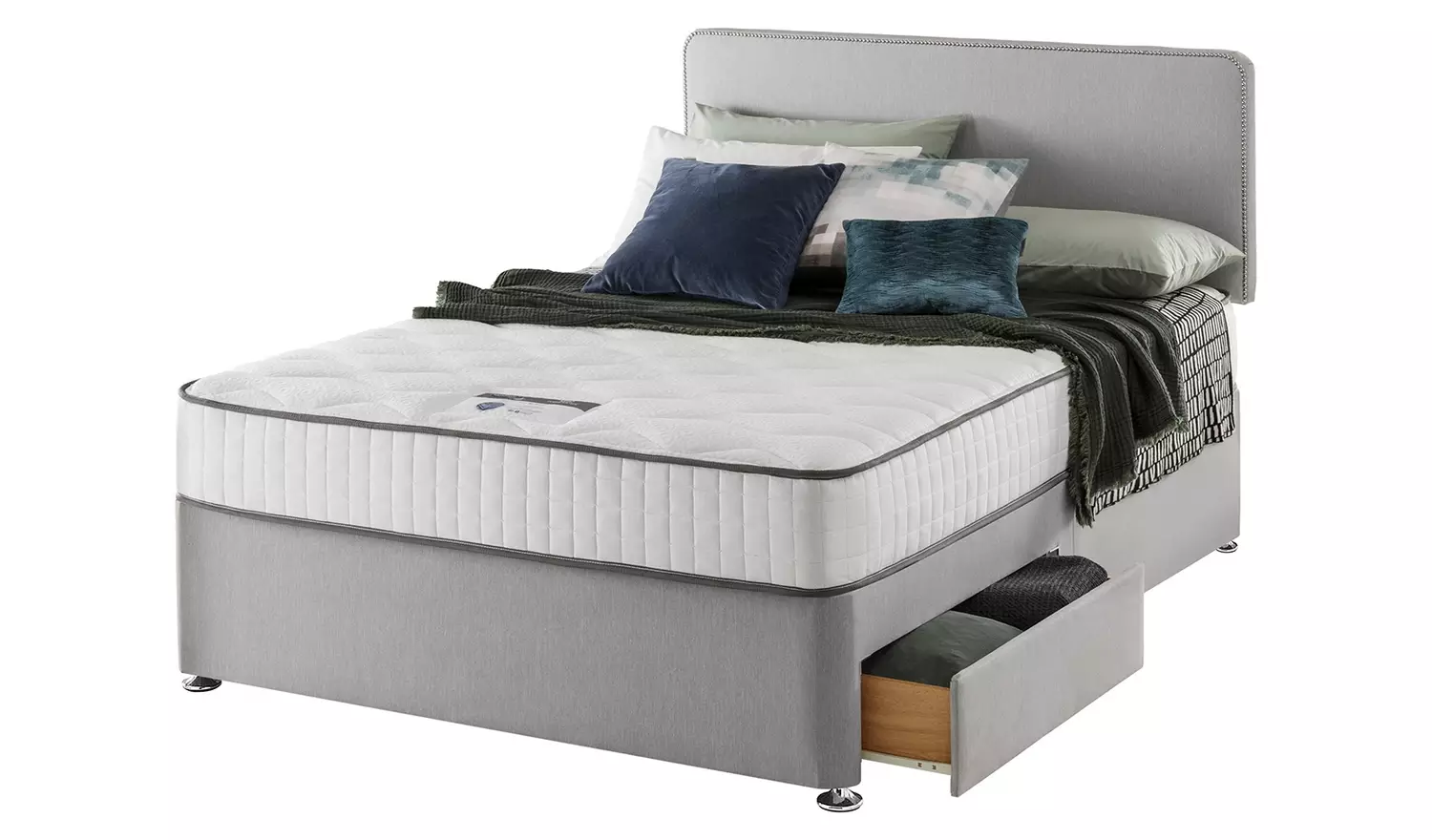 Silentnight Pavia Double Memory 2 Drawer Divan Bed - Grey