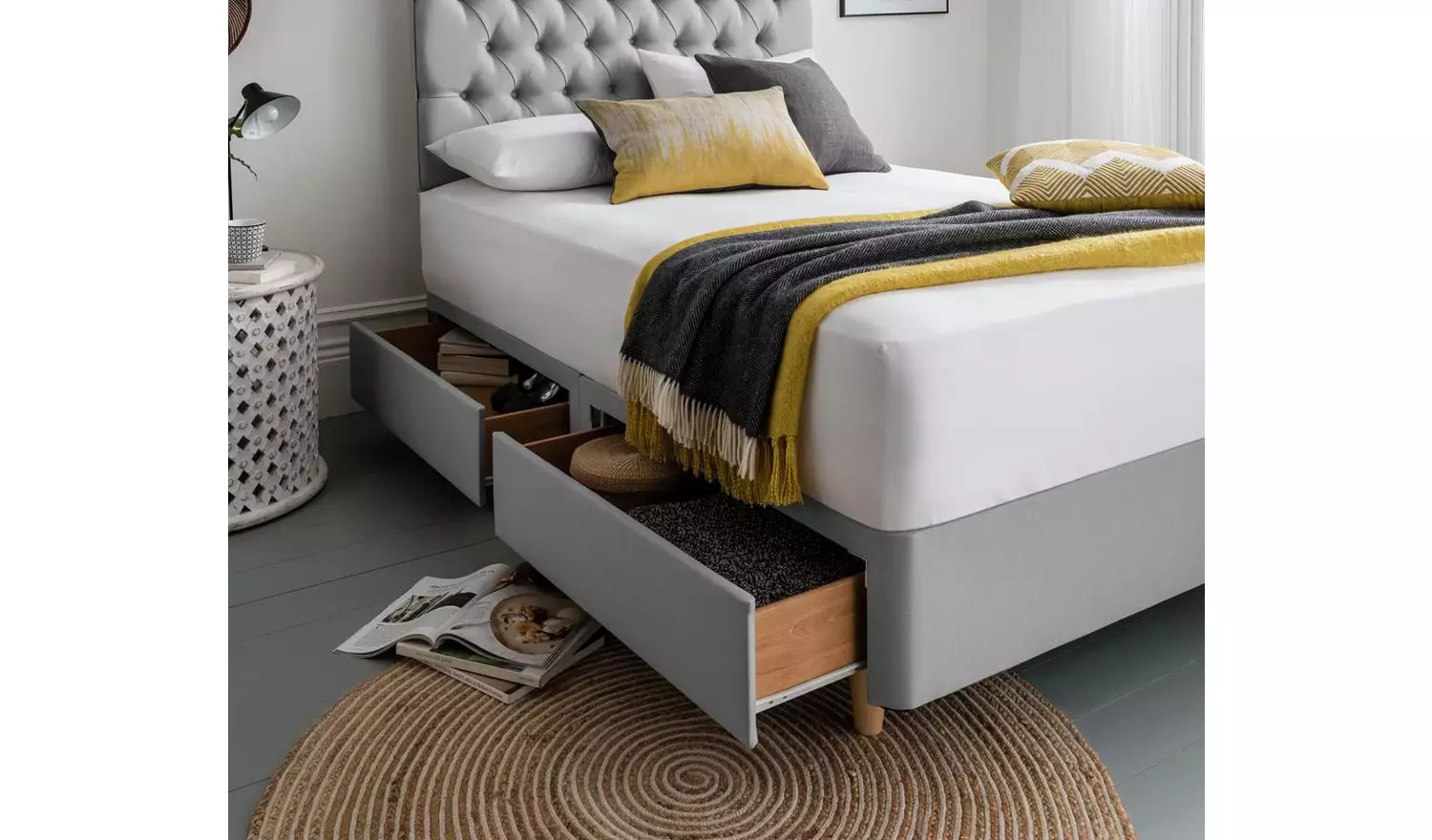 Silentnight Sassaria Small Double 4 Drawer Divan Set - Grey