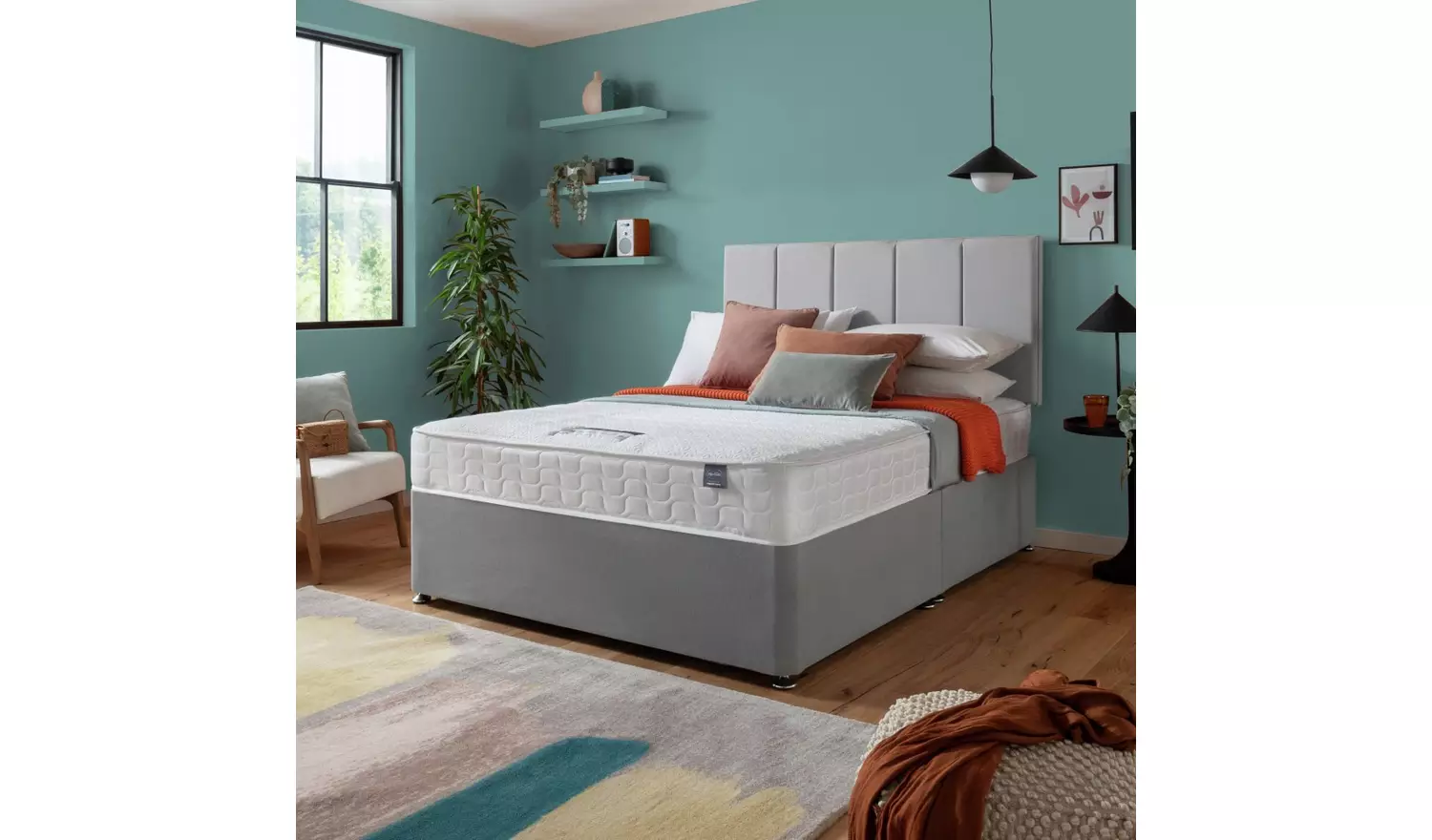 Silentnight Hatfield Small Double Memory Divan Bed - Grey