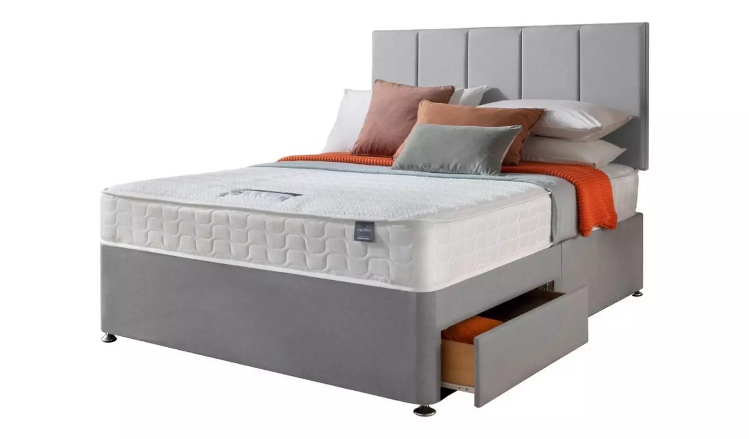 Silentnight Hatfield Double Memory 2 Drawer Divan Bed - Grey
