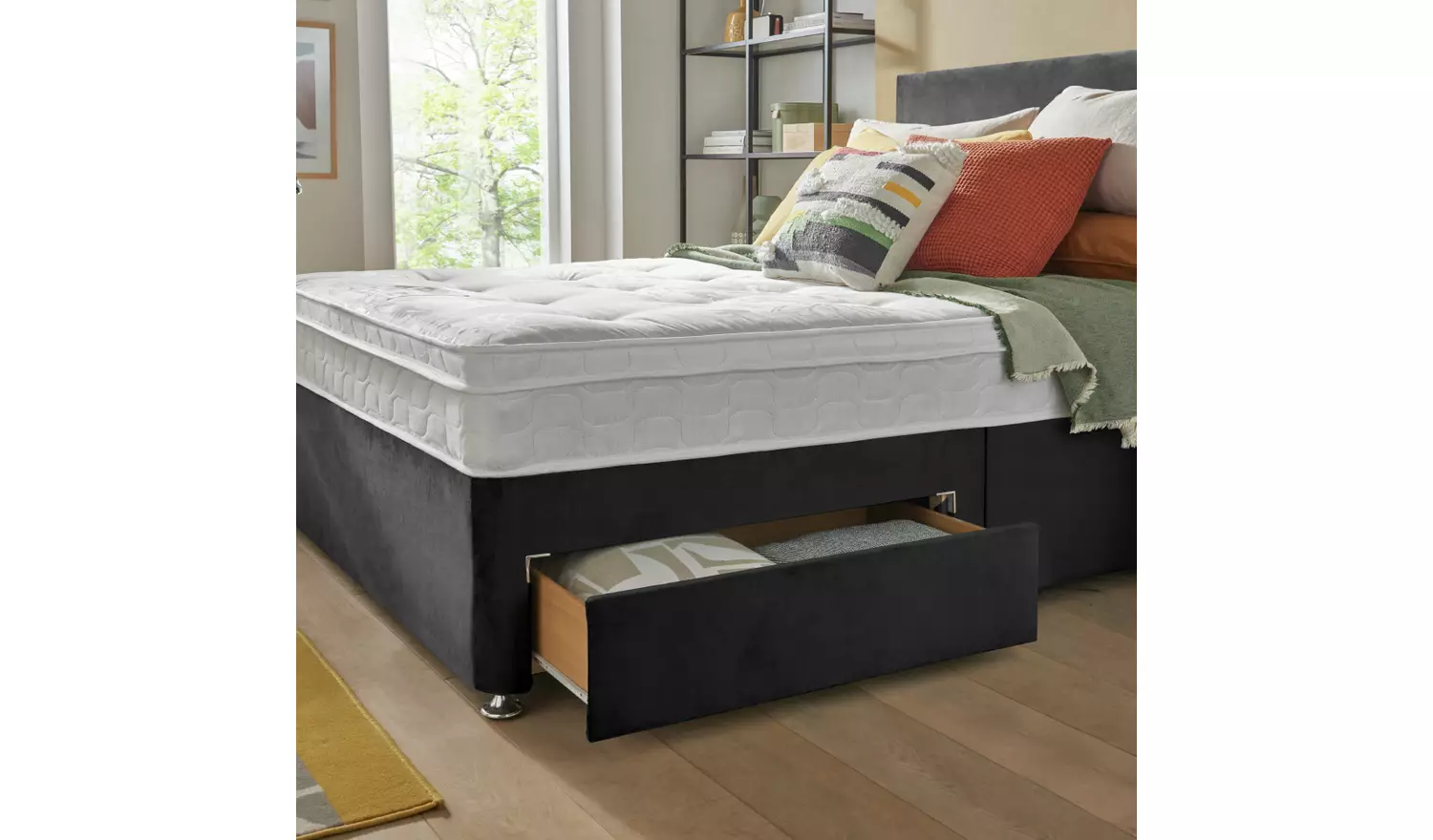 Silentnight Ortho 2Drw S.Double Divan & Headboard - Charcoal