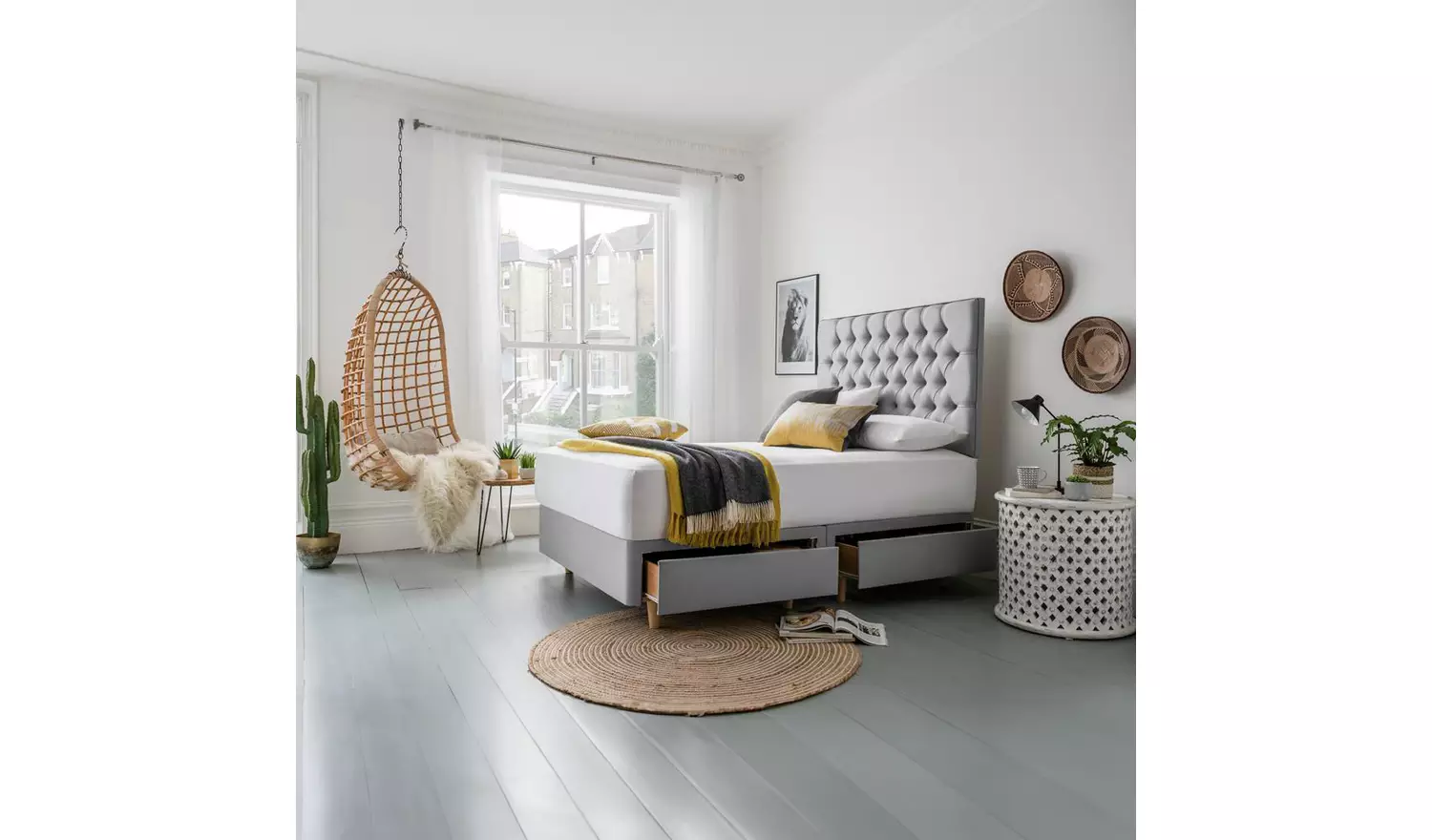 Silentnight Sassaria Kingsize 4 Drawer Divan Set- Grey