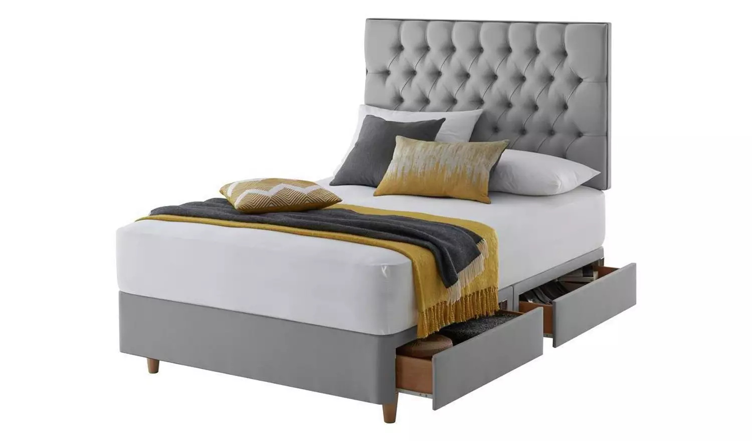 Silentnight Sassaria Kingsize 4 Drawer Divan Set- Grey