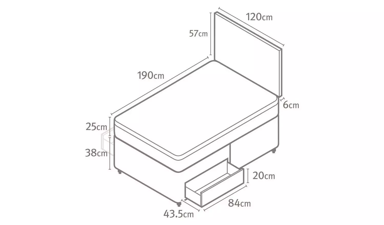 Silentnight Travis Small Double 2 Drawer Divan Bed- Charcoal