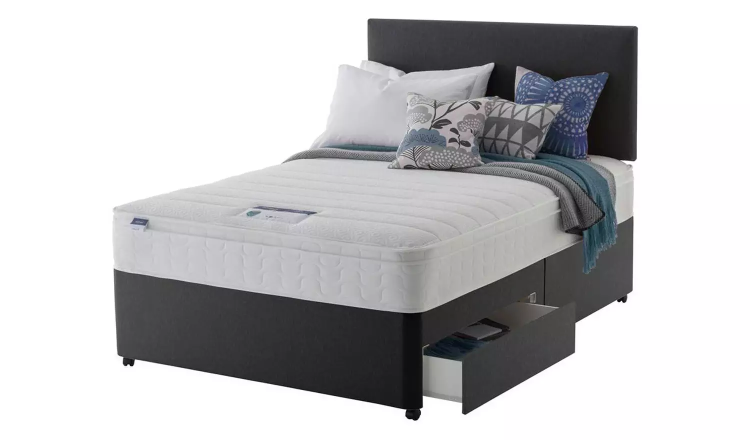 Silentnight Travis Small Double 2 Drawer Divan Bed- Charcoal