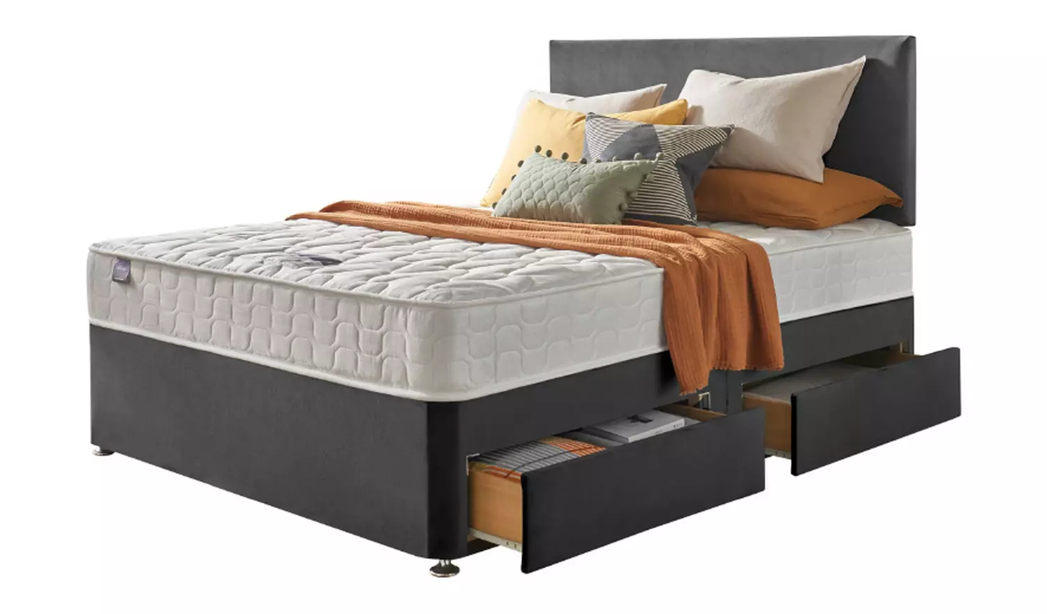Silentnight Travis Small Double 4 Drawer Divan Bed- Charcoal