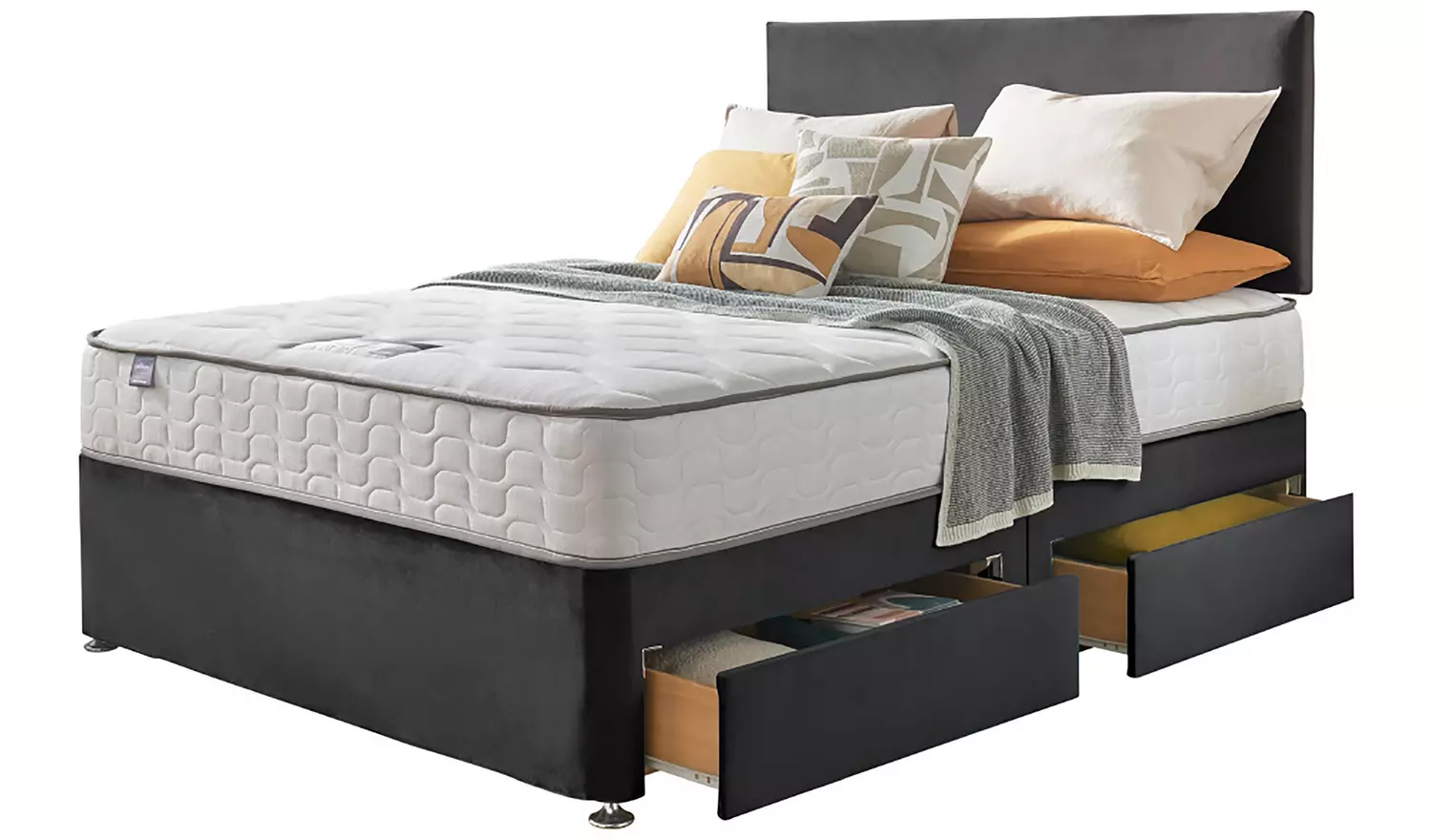 Silentnight Small Double 4Drawer Divan Bed - Charcoal