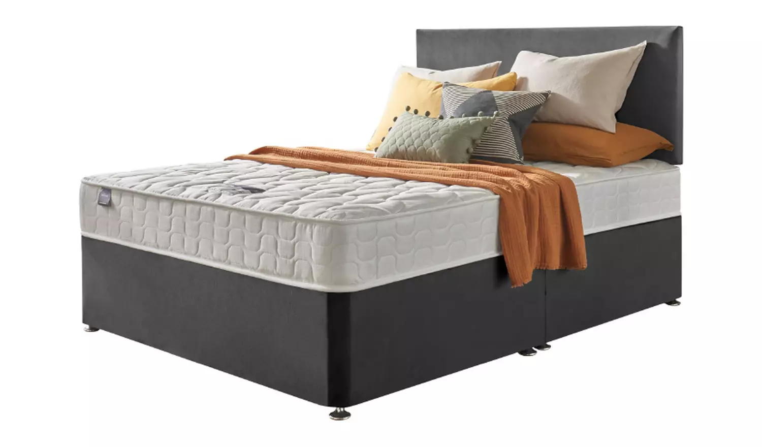 Silentnight Travis Small Double Drawer Divan Bed - Charcoal