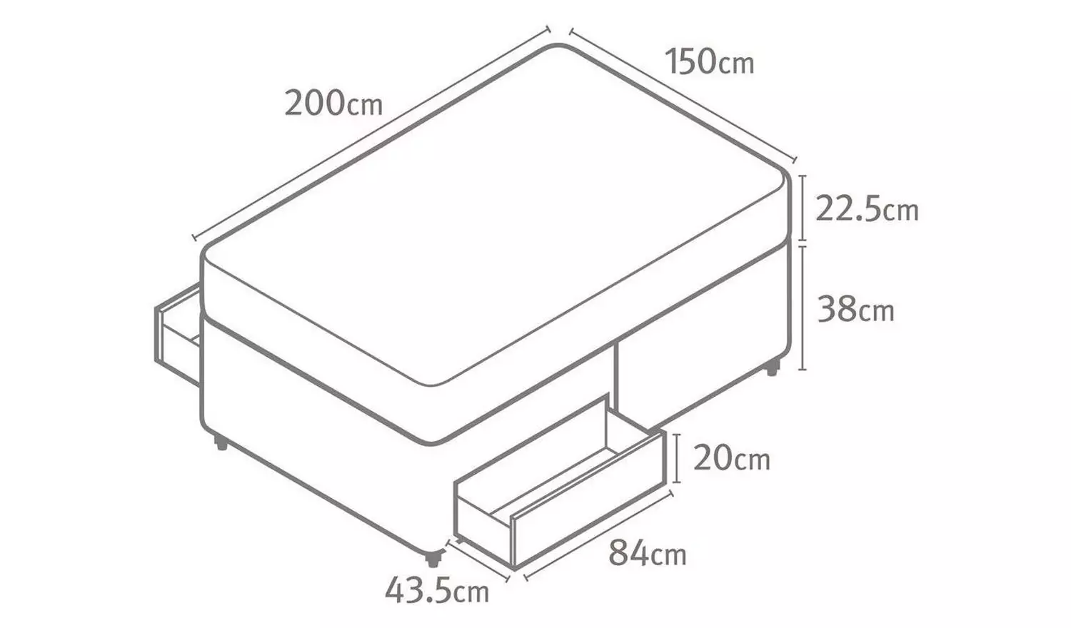 Silentnight Hatfield Kingsize 2 Drawer Divan Bed - Grey