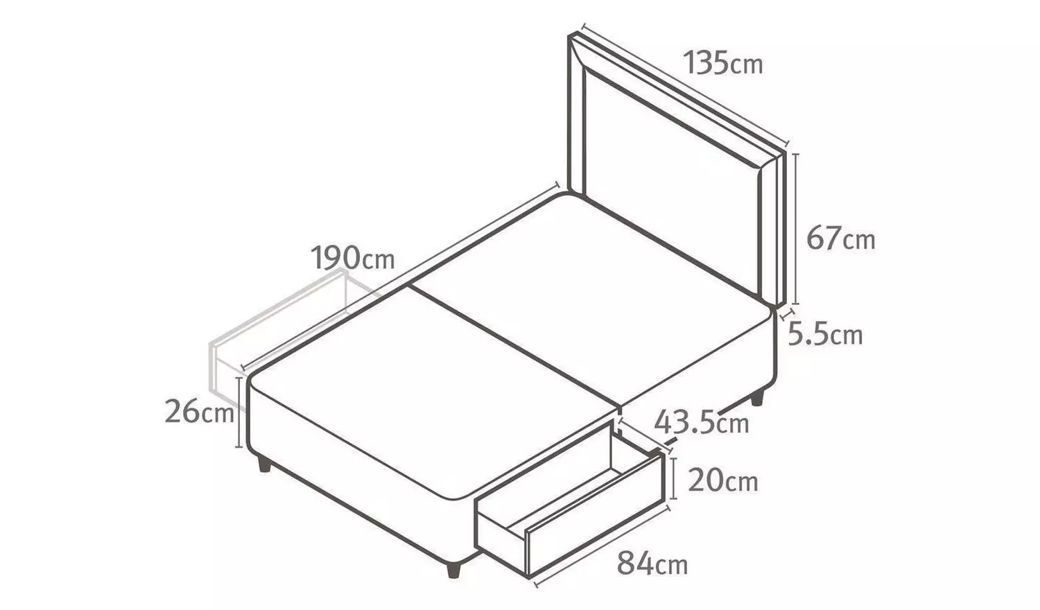 Silentnight Toulouse Double 2 Drawer Divan Set - Grey