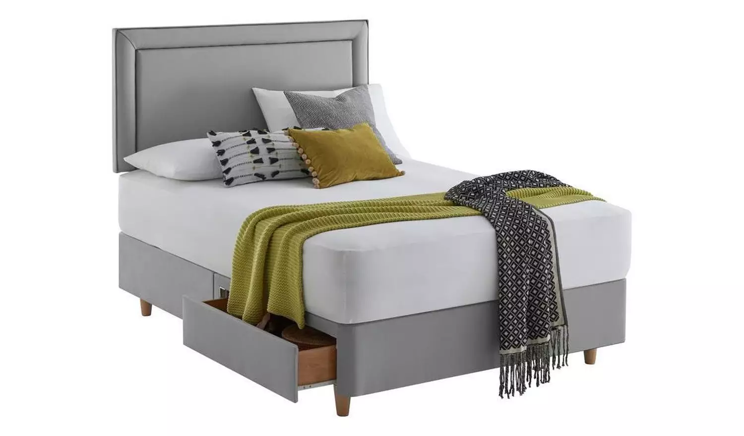 Silentnight Toulouse Double 2 Drawer Divan Set - Grey